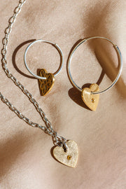 opal taşlı zincirli heartbeat kolye | altın kaplama