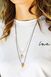 opal taşlı zincirli heartbeat kolye | altın kaplama